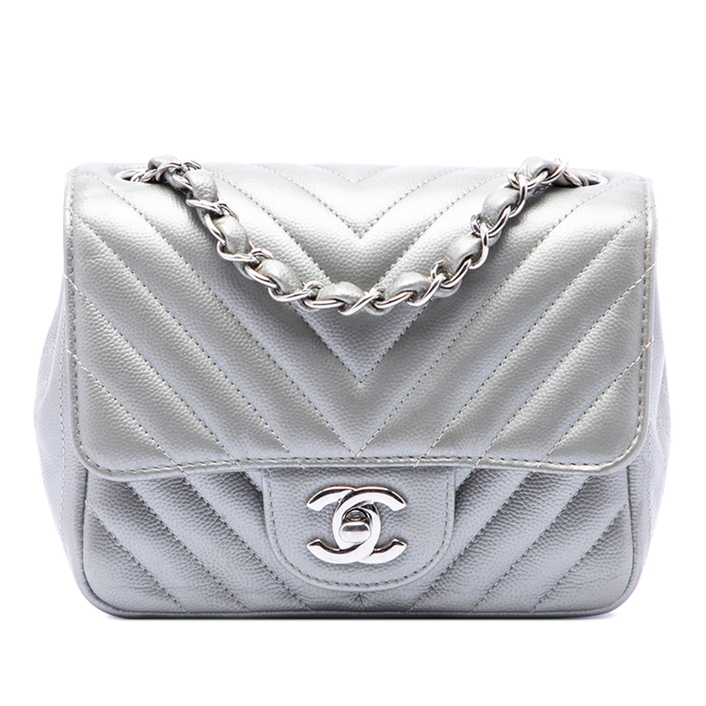 Pre-Loved Chanel Mini Square Classic Chevron Caviar Single Flap